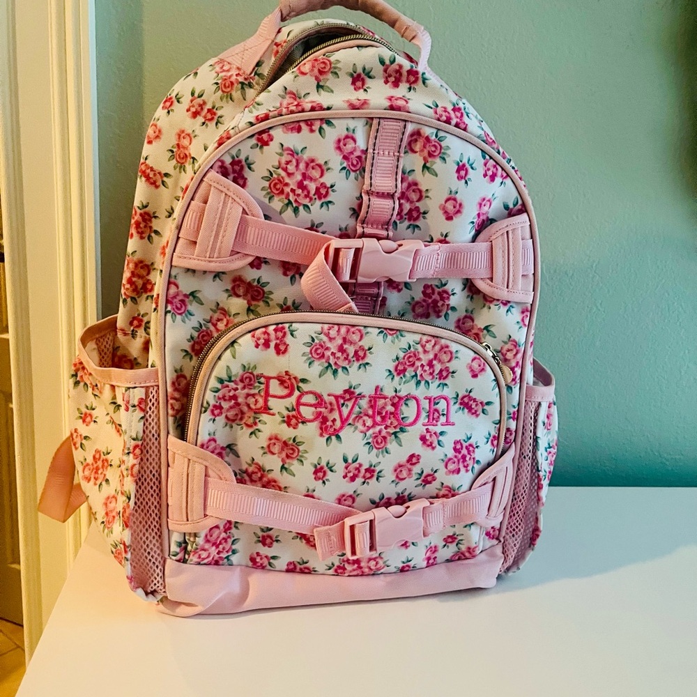 Pottery Barn Teen Love Shack Fancy Pink Floral Backpack with Name Peyton